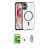 MARSİLYAN™- iPhone 17 Kılıf Nova Işık Özel Seri - Siyah Joko Magic 5D Cam + Raze Metal Kamera Lens - AKMR
