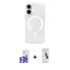MARSİLYAN™- iPhone 17 Kılıf Pusula Form Özel Seri - Şeffaf Pasifik Cam Ekran Koruyucu + Bilvis Titan Kamera Lens - LA