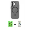 MARSİLYAN™- iPhone 17 Kılıf Pusula Form Özel Seri - Şeffaf Pasifik Cam Ekran Koruyucu + Raze Metal Kamera Lens - GI