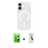 MARSİLYAN™- iPhone 17 Kılıf Pusula Form Özel Seri - Şeffaf Pasifik Cam Ekran Koruyucu + Raze Metal Kamera Lens - AKYL