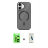 MARSİLYAN™- iPhone 17 Kılıf Pusula Form Özel Seri - Şeffaf Pasifik Cam Ekran Koruyucu + Raze Metal Kamera Lens - GS