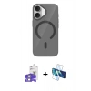 MARSİLYAN™- iPhone 17 Kılıf Pusula Form Özel Seri - Siyah 3D Antistatik Cam Ekran Koruyucu + Bilvis Titan Kamera Lens - GS