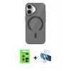 MARSİLYAN™- iPhone 17 Kılıf Pusula Form Özel Seri - Siyah 3D Antistatik Cam Ekran Koruyucu + Raze Metal Kamera Lens - GS