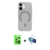 MARSİLYAN™- iPhone 17 Kılıf Pusula Form Özel Seri - Siyah 3D Antistatik Cam Ekran Koruyucu + Raze Metal Kamera Lens - GS