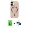 MARSİLYAN™- iPhone 17 Kılıf Pusula Form Özel Seri - Siyah 3D Antistatik Cam Ekran Koruyucu + Raze Metal Kamera Lens - GI