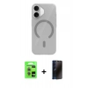 MARSİLYAN™- iPhone 17 Kılıf Pusula Form Özel Seri - Siyah 3D Antistatik Hayalet Cam Ekran Koruyucu + Raze Metal Kamera Lens - AKMR