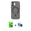MARSİLYAN™- iPhone 17 Kılıf Pusula Form Özel Seri - Siyah 3D Antistatik Seramik Nano Ekran Koruyucu + Raze Metal Kamera Lens - AKMI
