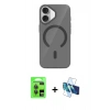 MARSİLYAN™- iPhone 17 Kılıf Pusula Form Özel Seri - Siyah 3D Antistatik Seramik Nano Ekran Koruyucu + Raze Metal Kamera Lens - GI