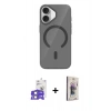MARSİLYAN™- iPhone 17 Kılıf Pusula Form Özel Seri - Siyah Bilvis 3D Cam Ekran Koruyucu + Bilvis Titan Kamera Lens - LA