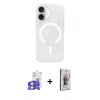 MARSİLYAN™- iPhone 17 Kılıf Pusula Form Özel Seri - Siyah Bilvis 3D Cam Ekran Koruyucu + Bilvis Titan Kamera Lens - GS