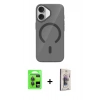 MARSİLYAN™- iPhone 17 Kılıf Pusula Form Özel Seri - Siyah Bilvis 3D Cam Ekran Koruyucu + Raze Metal Kamera Lens - GI