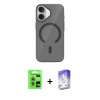 MARSİLYAN™- iPhone 17 Kılıf Pusula Form Özel Seri - Siyah Bilvis 5in1 3D Magic Cam Ekran Koruyucu + Raze Metal Kamera Lens - AKYL