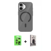 MARSİLYAN™- iPhone 17 Kılıf Pusula Form Özel Seri - Siyah Bilvis Hayalet Cam Ekran Koruyucu + Raze Metal Kamera Lens - AKMI