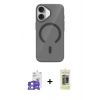 MARSİLYAN™- iPhone 17 Kılıf Pusula Form Özel Seri - Siyah Joko Magic 5D Hayalet Cam + Gümüş Bilvis Titan Kamera Lens