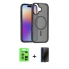 MARSİLYAN™- iPhone 17 Kılıf Siluet Minimal Prime - Siyah 3D Antistatik Hayalet Cam Ekran Koruyucu + Raze Metal Kamera Lens - AKYL