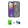 MARSİLYAN™- iPhone 17 Kılıf Siluet Minimal Prime - Siyah 3D Antistatik Seramik Nano Ekran Koruyucu + Raze Metal Kamera Lens - AKYL