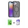 MARSİLYAN™- iPhone 17 Kılıf Siluet Minimal Prime - Siyah Bilvis 5in1 3D Magic Cam Ekran Koruyucu + Raze Metal Kamera Lens - AKYL