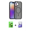 MARSİLYAN™- iPhone 17 Kılıf Siluet Minimal Prime - Siyah Bilvis 5in1 5D Magic Hayalet Cam Ekran Koruyucu + Raze Metal Kamera Lens - GS