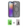MARSİLYAN™- iPhone 17 Kılıf Siluet Minimal Prime - Siyah Bilvis Hayalet Cam Ekran Koruyucu + Raze Metal Kamera Lens - AKMR