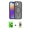 MARSİLYAN™- iPhone 17 Kılıf Siluet Minimal Prime - Siyah Joko Magic 5D Hayalet Cam + Açık Yeşil Raze Metal Kamera Lens