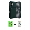 MARSİLYAN™- iPhone 17 Kılıf Vadi Çizgi Prime - Şeffaf Pasifik Cam Ekran Koruyucu + Raze Metal Kamera Lens - GS