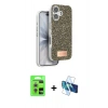 MARSİLYAN™- iPhone 17 Kılıf Vadi Klasik Serisi - Siyah 3D Antistatik Seramik Nano Ekran Koruyucu + Raze Metal Kamera Lens - GS