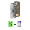 MARSİLYAN™- iPhone 17 Kılıf Vadi Klasik Serisi - Siyah Bilvis 5in1 3D Magic Cam Ekran Koruyucu + Gümüş Raze Metal Kamera Lens