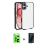 MARSİLYAN™- iPhone 17 Kılıf Vadi Minimal - Siyah 3D Antistatik Hayalet Cam Ekran Koruyucu + Raze Metal Kamera Lens - AKMI
