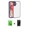 MARSİLYAN™- iPhone 17 Kılıf Vadi Minimal - Siyah 3D Antistatik Hayalet Cam Ekran Koruyucu + Raze Metal Kamera Lens - AKMI