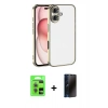 MARSİLYAN™- iPhone 17 Kılıf Vadi Minimal - Siyah 3D Antistatik Hayalet Cam Ekran Koruyucu + Raze Metal Kamera Lens - AKYL