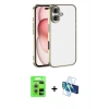 MARSİLYAN™- iPhone 17 Kılıf Vadi Minimal - Siyah 3D Antistatik Seramik Nano Ekran Koruyucu + Raze Metal Kamera Lens - GS