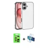 MARSİLYAN™- iPhone 17 Kılıf Vadi Minimal - Siyah 3D Antistatik Seramik Nano Ekran Koruyucu + Raze Metal Kamera Lens - GS
