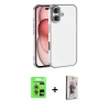 MARSİLYAN™- iPhone 17 Kılıf Vadi Minimal - Siyah Bilvis 3D Cam Ekran Koruyucu + Raze Metal Kamera Lens - AKYL