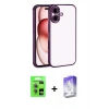 MARSİLYAN™- iPhone 17 Kılıf Vadi Minimal - Siyah Bilvis 5in1 3D Magic Cam Ekran Koruyucu + Açık Mavi Raze Metal Kamera Lens