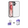 MARSİLYAN™- iPhone 17 Kılıf Vadi Minimal - Siyah Bilvis 5in1 3D Magic Cam Ekran Koruyucu + Lila Bilvis Titan Kamera Lens