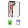 MARSİLYAN™- iPhone 17 Kılıf Vadi Minimal - Siyah Bilvis 5in1 3D Magic Cam Ekran Koruyucu + Raze Metal Kamera Lens - AKYL
