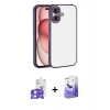 MARSİLYAN™- iPhone 17 Kılıf Vadi Minimal - Siyah Bilvis 5in1 5D Magic Hayalet Cam Ekran Koruyucu + Gümüş Bilvis Titan Kamera Lens