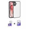MARSİLYAN™- iPhone 17 Kılıf Vadi Minimal - Siyah Bilvis 5in1 5D Magic Hayalet Cam Ekran Koruyucu + Gümüş Bilvis Titan Kamera Lens