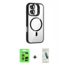 MARSİLYAN™- iPhone 17 Kılıf Yadigar Asil Koleksiyonu - Şeffaf Pasifik Cam Ekran Koruyucu + Raze Metal Kamera Lens - AKMR