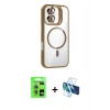 MARSİLYAN™- iPhone 17 Kılıf Yadigar Asil Koleksiyonu - Siyah 3D Antistatik Cam Ekran Koruyucu + Raze Metal Kamera Lens - AKMI