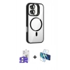 MARSİLYAN™- iPhone 17 Kılıf Yadigar Asil Koleksiyonu - Siyah 3D Antistatik Cam Ekran Koruyucu + Bilvis Titan Kamera Lens - GS