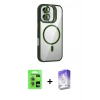 MARSİLYAN™- iPhone 17 Kılıf Yadigar Asil Koleksiyonu - Siyah Bilvis 5in1 3D Magic Cam Ekran Koruyucu + Açık Mavi Raze Metal Kamera Lens