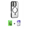MARSİLYAN™- iPhone 17 Kılıf Yadigar Asil Koleksiyonu - Siyah Bilvis 5in1 3D Magic Cam Ekran Koruyucu + Açık Mavi Raze Metal Kamera Lens