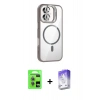MARSİLYAN™- iPhone 17 Kılıf Yadigar Asil Koleksiyonu - Siyah Bilvis 5in1 3D Magic Cam Ekran Koruyucu + Açık Mavi Raze Metal Kamera Lens