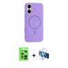MARSİLYAN™- iPhone 17 Kılıf Yankı Form Serisi - Siyah 3D Antistatik Cam Ekran Koruyucu + Açık Mavi Raze Metal Kamera Lens