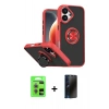 MARSİLYAN™- iPhone 17 Kılıf Yörünge Çizgi - Siyah 3D Antistatik Hayalet Cam Ekran Koruyucu + Raze Metal Kamera Lens - AKMR