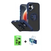 MARSİLYAN™- iPhone 17 Kılıf Yörünge Çizgi - Siyah 3D Antistatik Seramik Nano Ekran Koruyucu + Raze Metal Kamera Lens - AKMI