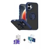 MARSİLYAN™- iPhone 17 Kılıf Yörünge Çizgi - Siyah 3D Antistatik Seramik Nano Ekran Koruyucu + Bilvis Titan Kamera Lens - GS