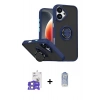 MARSİLYAN™- iPhone 17 Kılıf Yörünge Çizgi - Siyah Joko Magic 5D Cam + Lila Bilvis Titan Kamera Lens