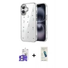 MARSİLYAN™- iPhone 17 Kılıf Yörünge Form - Şeffaf Pasifik Cam Ekran Koruyucu + Bilvis Titan Kamera Lens - AKYL
